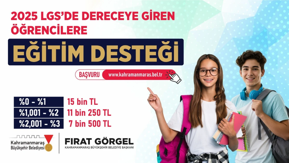  LGS’de Dereceye Girenlere Eğitim Desteği